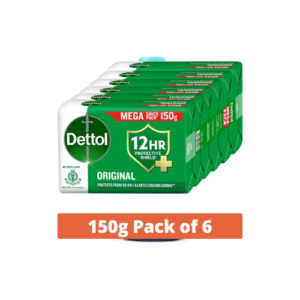 Dettol Original Bathing Soap Bar with 12 HR protective shield (6 x 150 g)
